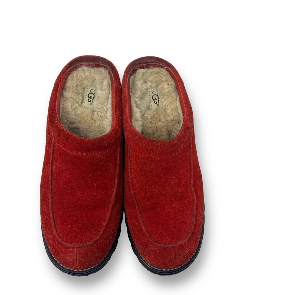 UGG Kohala Shearling Women's Red Suede Shearling Lined Loafers Mules Size 11 - Picture 5 of 8